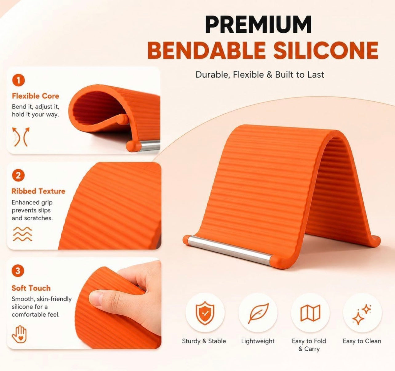 Foldable Silicone Phone Stand (Pack of 1)
