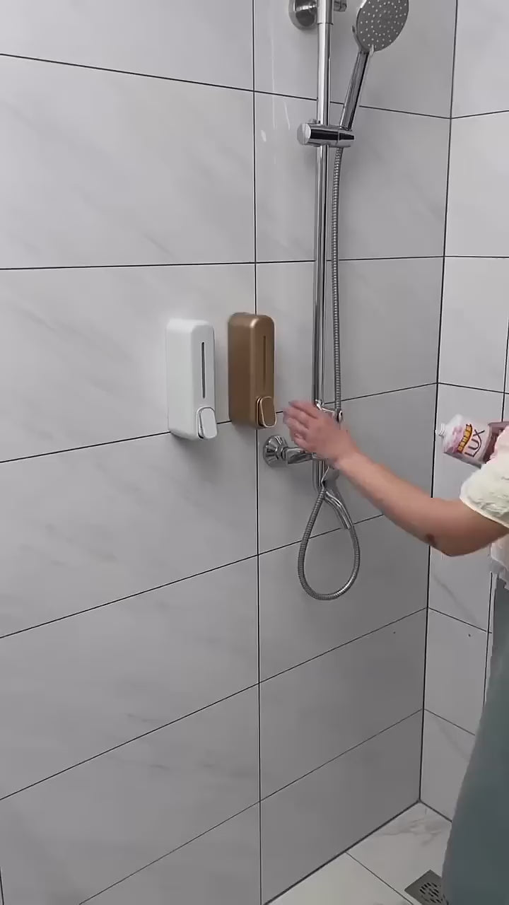 Wall Mount Hand Liquid Shampoo Shower Gel Dispenser for Hotel Bathroom White